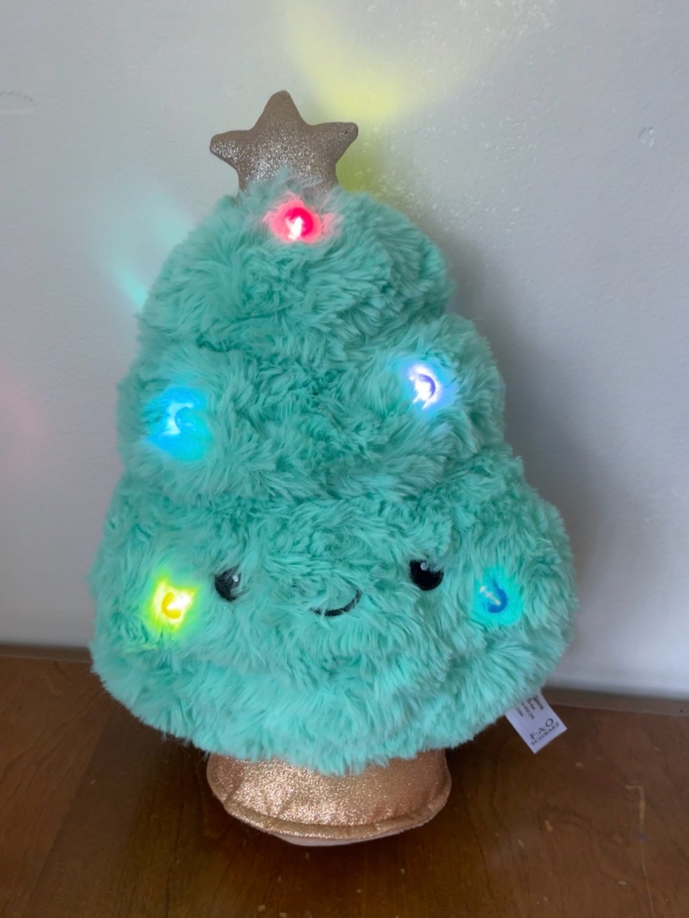 FAO Schwarz Glow Brights Christmas Tree Pastel Green w/ Lights & Music 13" Plush